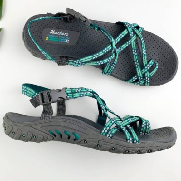 Skechers Reggae-Loopy Aqua Gray Sandals - Comfort, Sporty Casual, Outdoor Ready - Picture 2 of 15